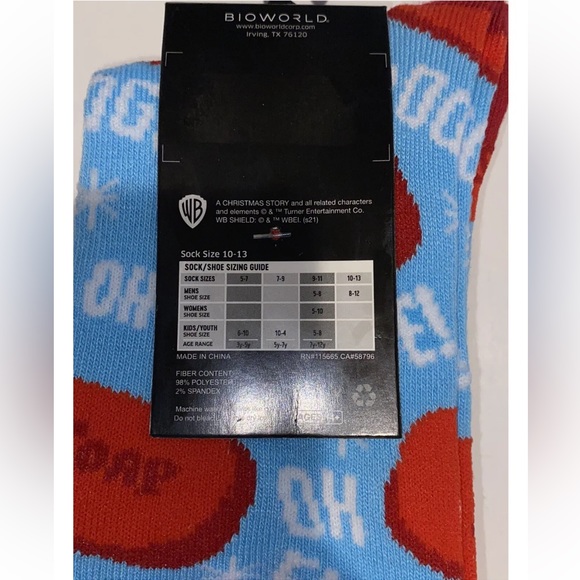 A Christmas Story Crew Socks 2 Pair Men 8-12 Blue Pink Bunny Ralphie Oh Fudge - Picture 4 of 12